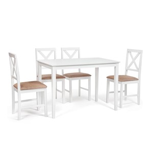Обеденный комплект Хадсон (стол + 4 стула) id 13693 pure white (белый 2-1) арт.13693 в Брянске